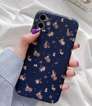 TPU floral phone case with broken flower print in navy blue for Apple iPhone XS