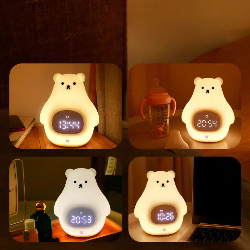 Big White Bear shaped silicone night light with colourful cross-mirror explosion light effect.