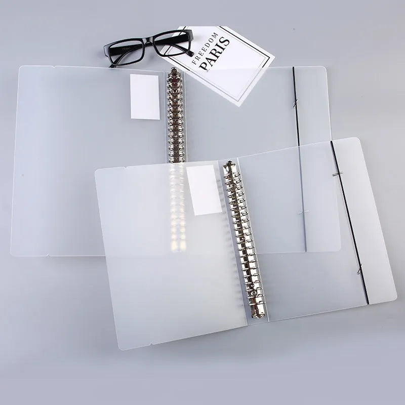 A5 loose-leaf notepad binder with 26-hole binding, horizontal line pages, and PP matte cover