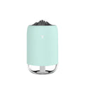 Mini cylindrical USB humidifier in green, pink, or white with 260ml water tank