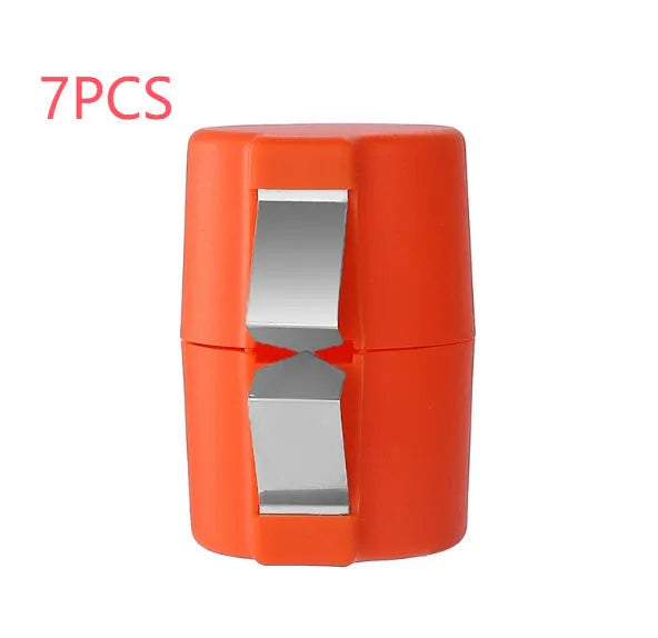 Kitchen egg shell opener and beater tool in orange red, pink or yellow colour weighing 35g