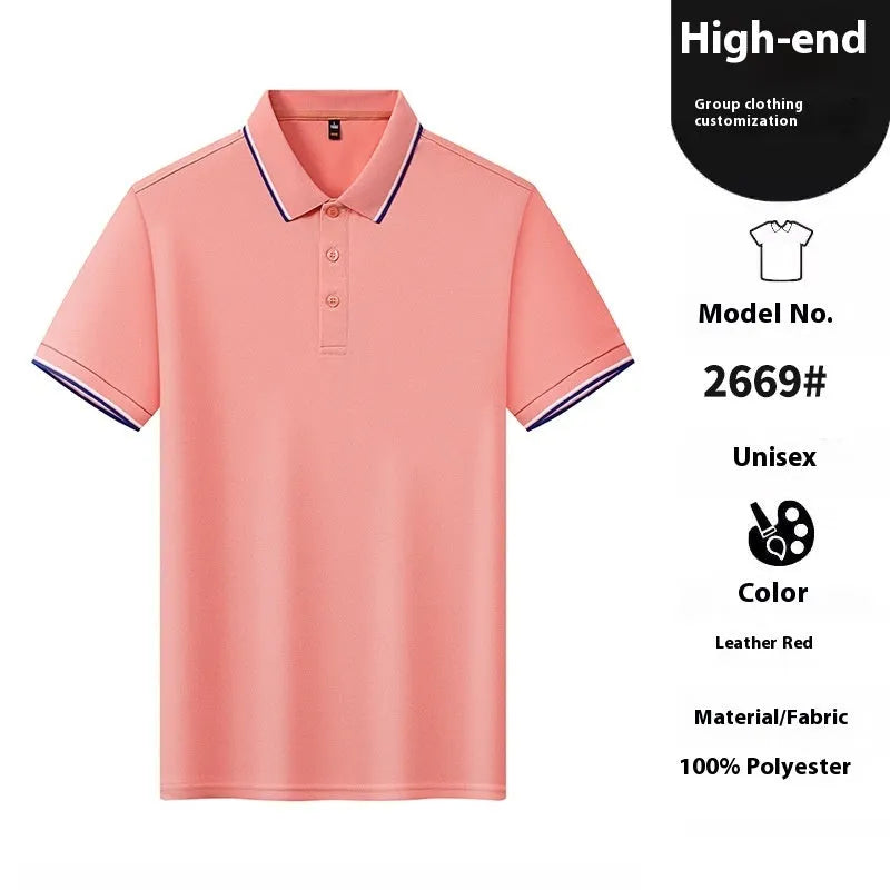 Men's short sleeve nylon polo shirt in multiple colours with straight cut design