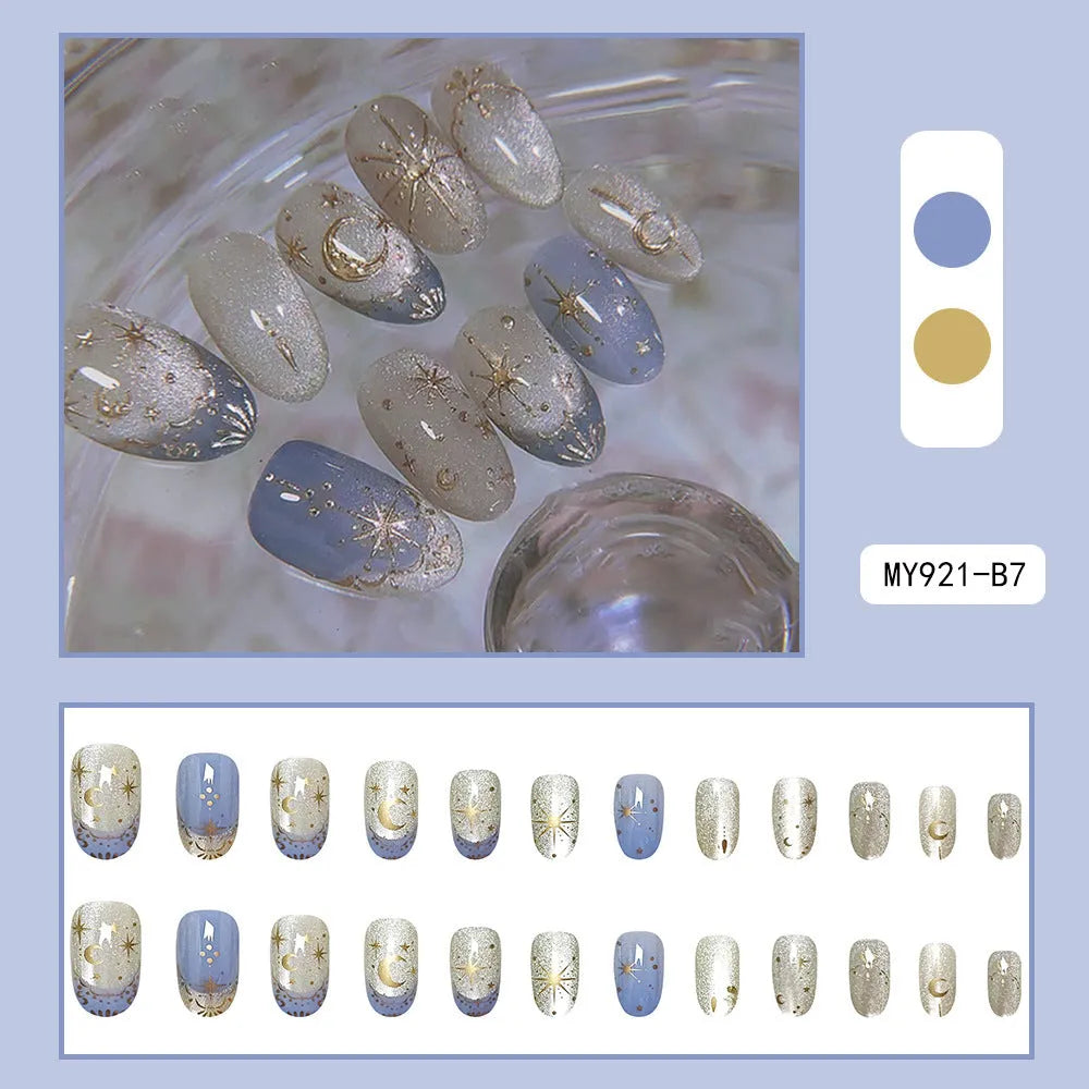 Xingyuanhui Wear Armor cat's eye nail art set in MY921-C Silver Moon Star colour with starry sky pattern