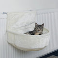 Iron frame cat hammock with fleece cloth in neutral colour options