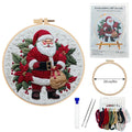 Santa Claus embroidery kit with cotton and linen fabric measuring 28x28cm featuring a modern simplicity landscape pattern