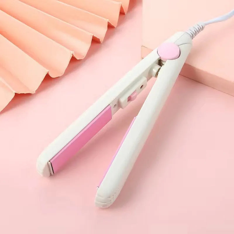 Mini hairdressing splint hair straightener clip and storage box in blue, pink, white, purple, or yellow colours