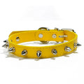 Studded dog collar in thickened PU leather with metal decoration showing alloy fastener and colour options