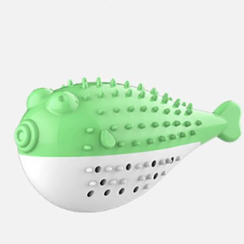 Blue silicone fish-shaped cat chew toy for grabbing and playing