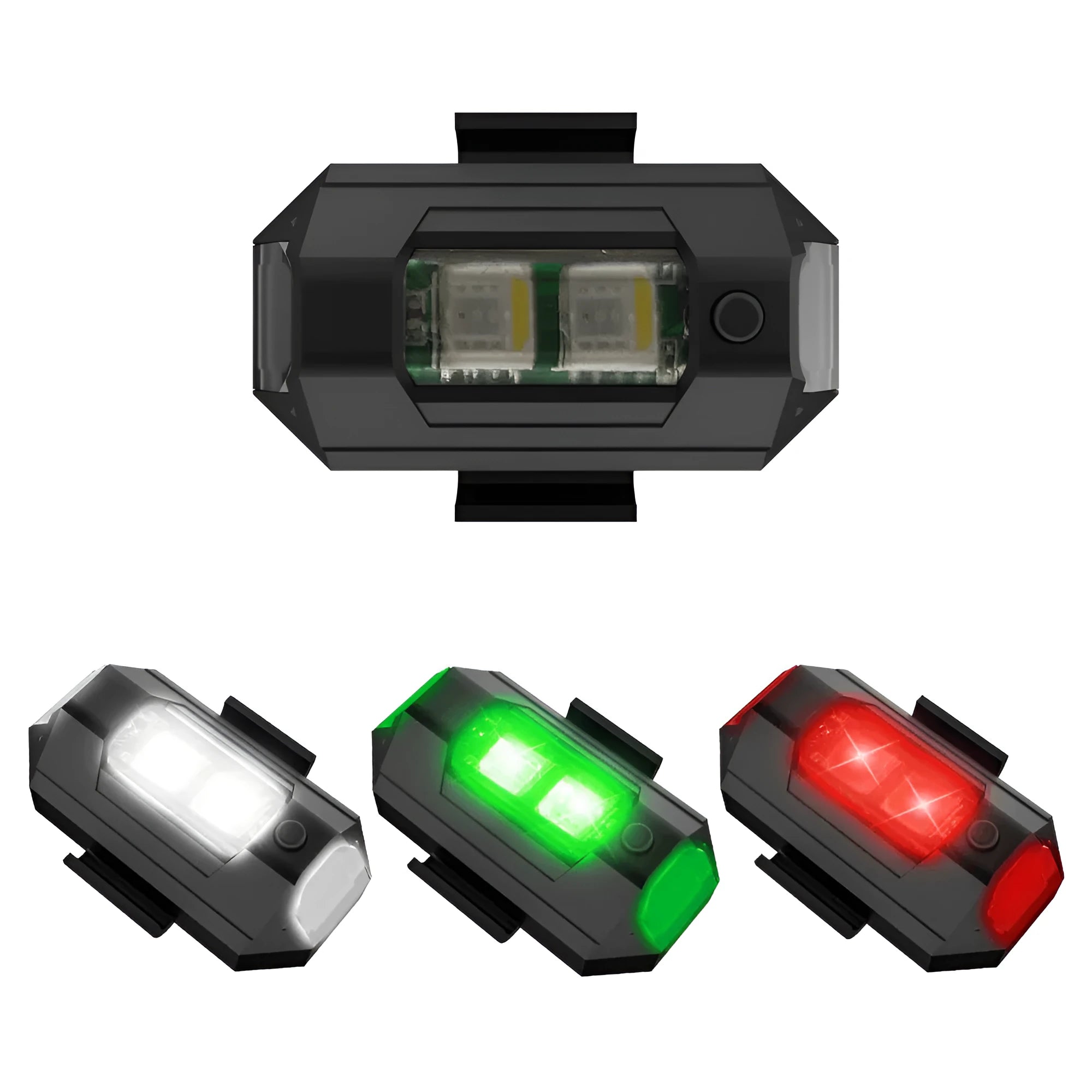 Drone signal light accessory with multi-colour LED illumination and mounting tape