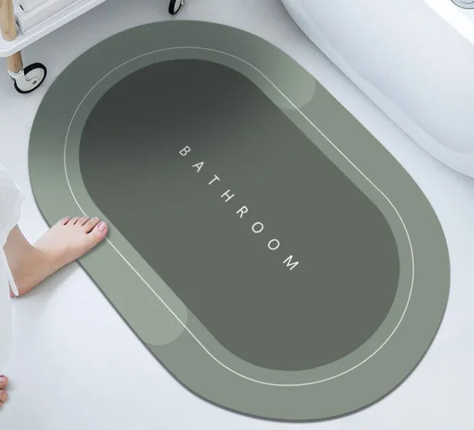 Quick-drying bathroom floor mat with natural rubber backing in Baikal blue colour