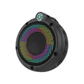Compact black portable Bluetooth speaker with metal case and subwoofer, 99x104x41mm
