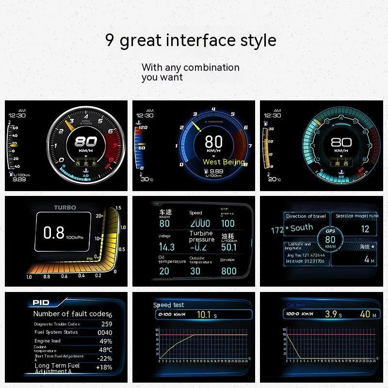 OBDII diagnostic computer with TFT screen display for vehicle monitoring and GPS positioning