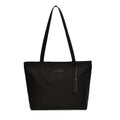 Women's large capacity soft Oxford cloth shoulder bag in black, horizontal square shape, with external sandwich pocket