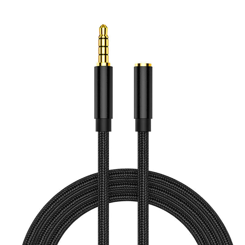 Nylon braided car audio extension cable in black, 1.5m length, bare wire ends