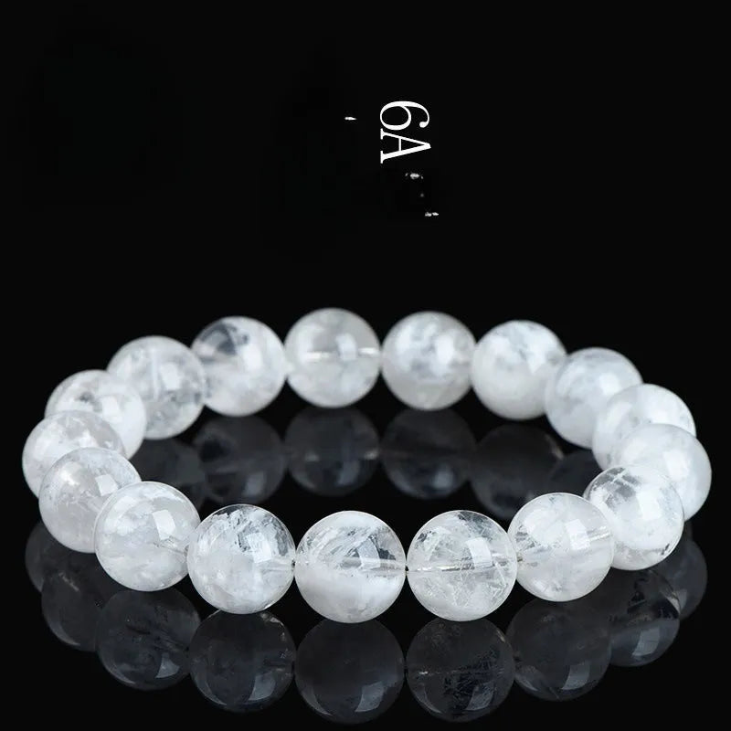 Natural blizzard snowflake round crystal bracelet with geometric beads and Ruyi Xiangyun design elements