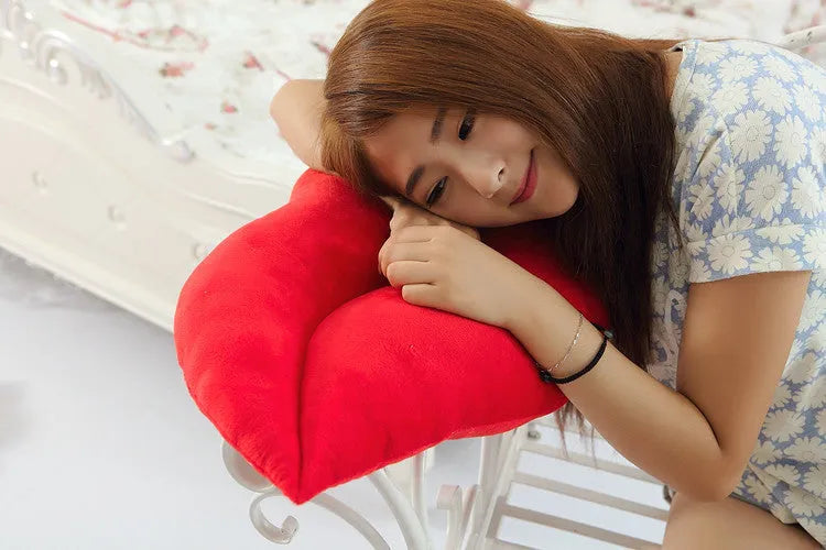 Creative sexy plush big lips pillow in pink, 50cm height, soft short plush fabric with PP cotton filling