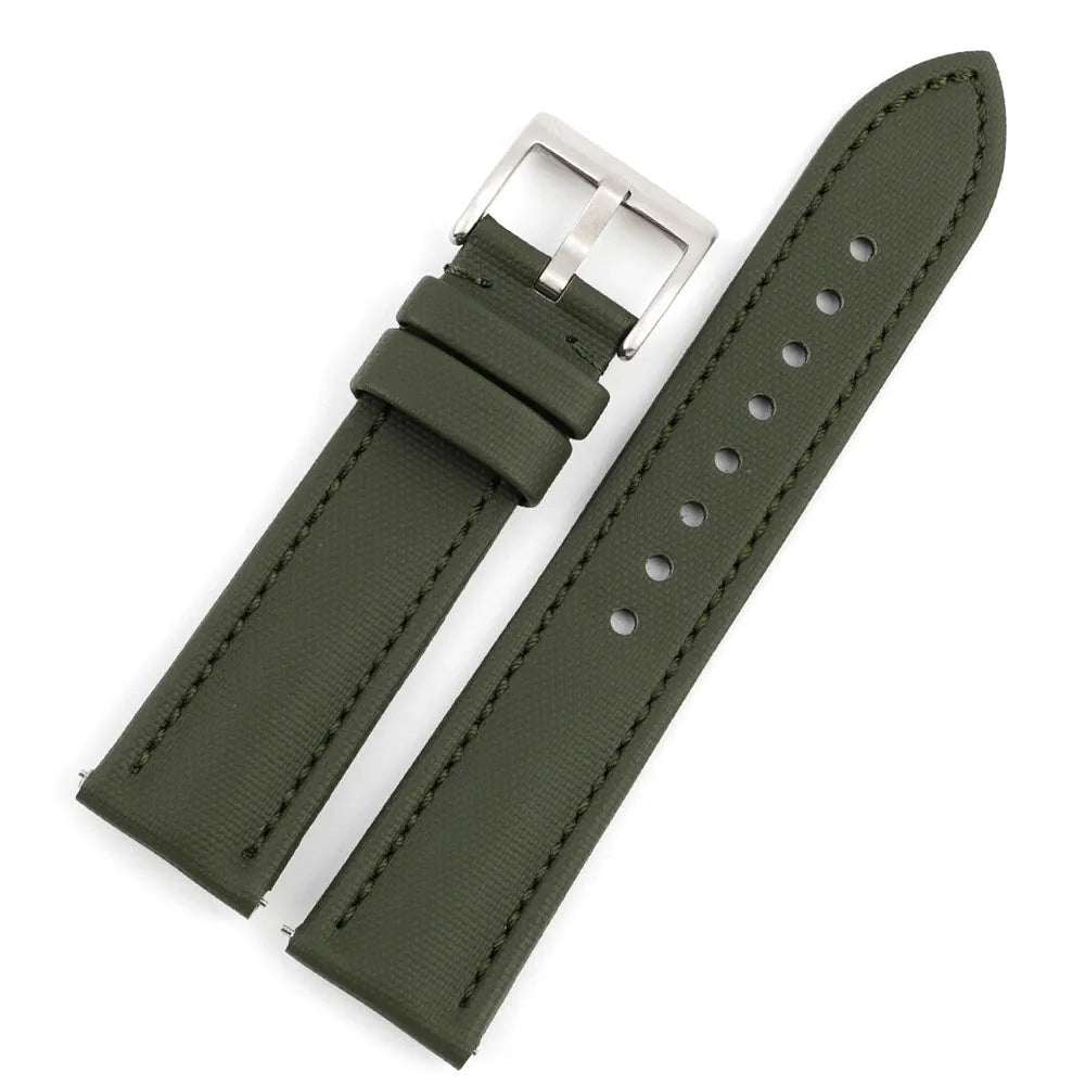 Oxford water-repellent cloth leather fit watch strap in black with 20mm lug width