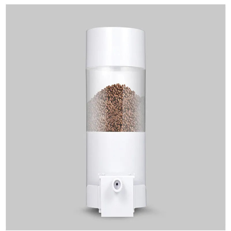 White ABS automatic fish feeder for aquarium tank with 24-hour timer, 9x9x18cm size