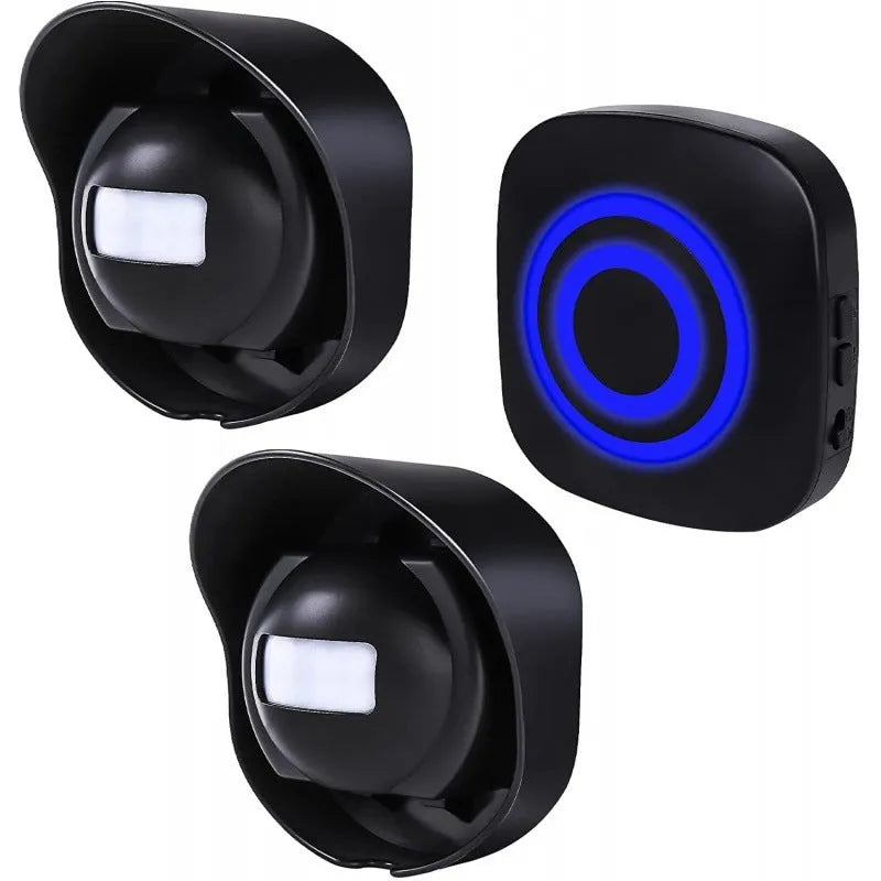 Wireless IP44 waterproof outdoor doorbell with 360 degree PIR sensor and 200 metre range receiver