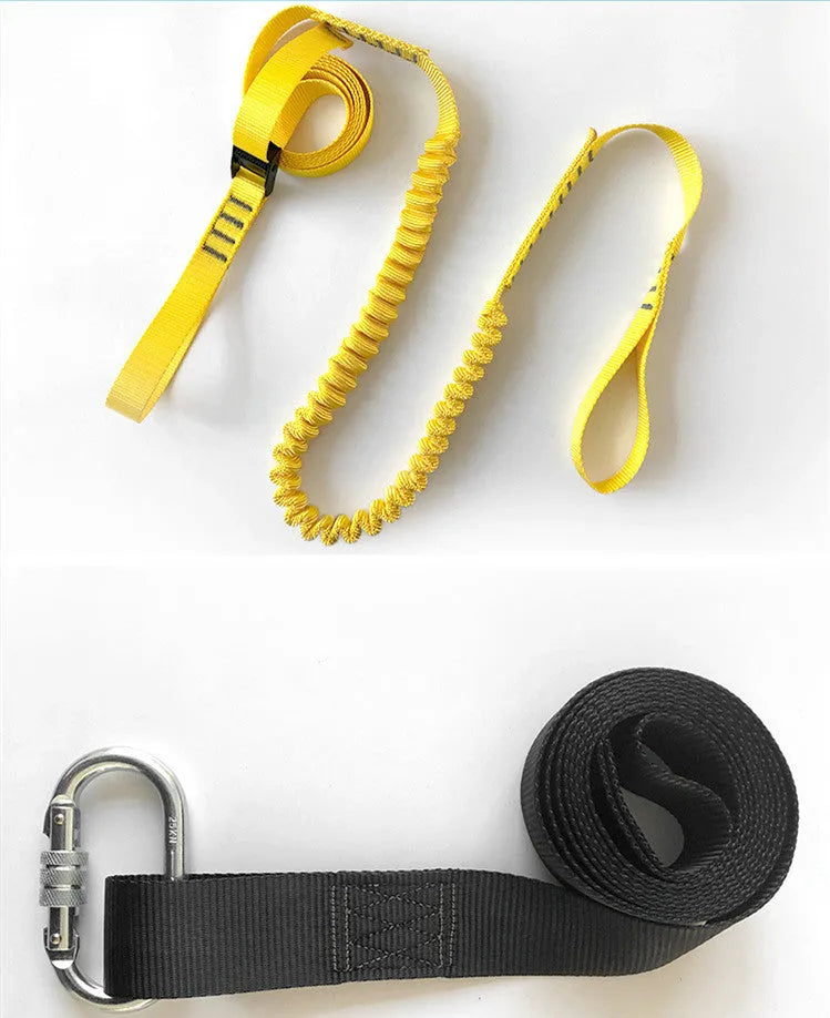 Pet training rope toy set with polyester training belt and rope toy in yellow and black for dog training