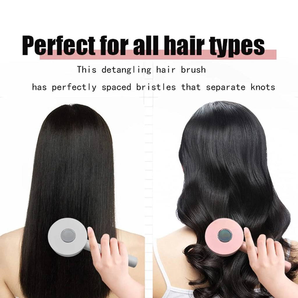 Self-cleaning hair brush for women with 3D air cushion and one-key button in green colour