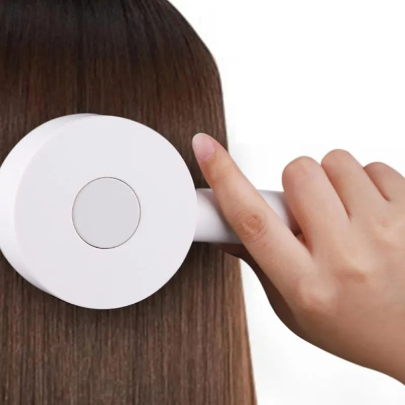 Self-cleaning hair brush for women with 3D air cushion and one-key button in green colour