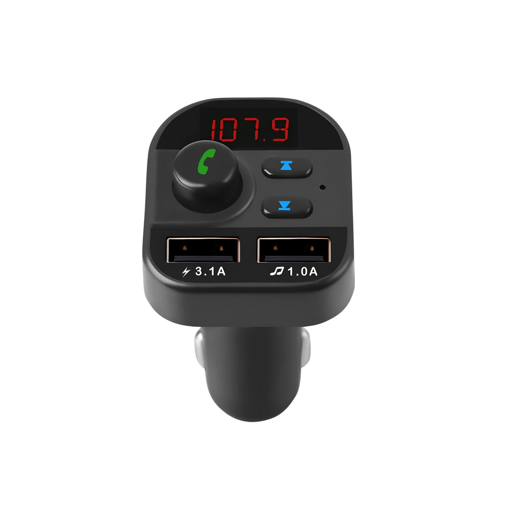 Car MP3 Bluetooth player with 1.1 inch monochrome screen and USB port in black