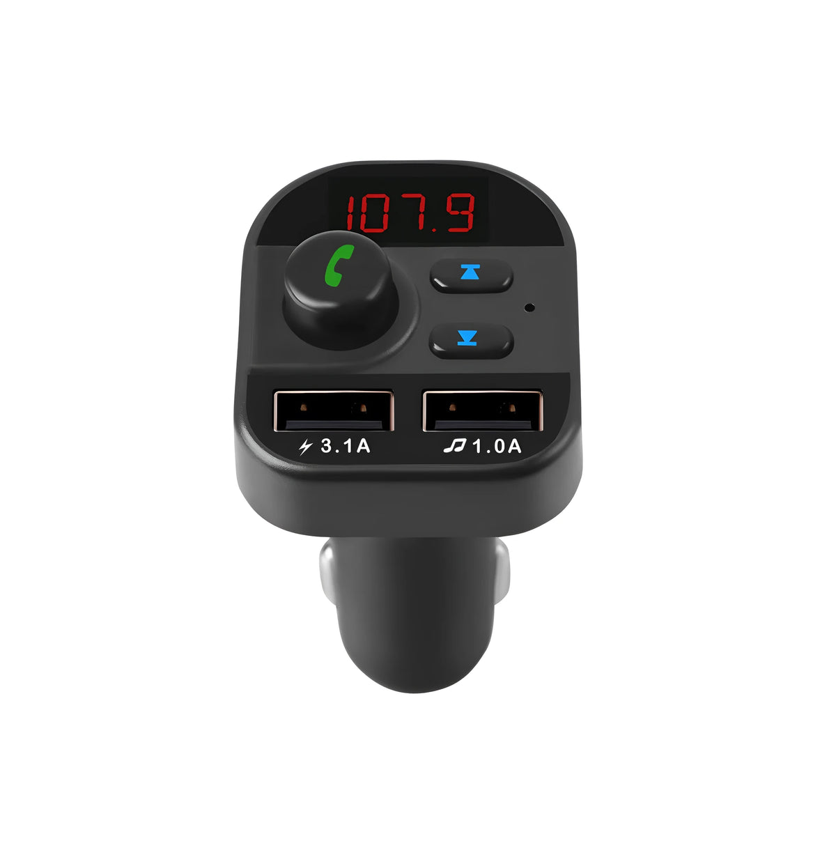 Car MP3 Bluetooth player with 1.1 inch monochrome screen and USB port in black