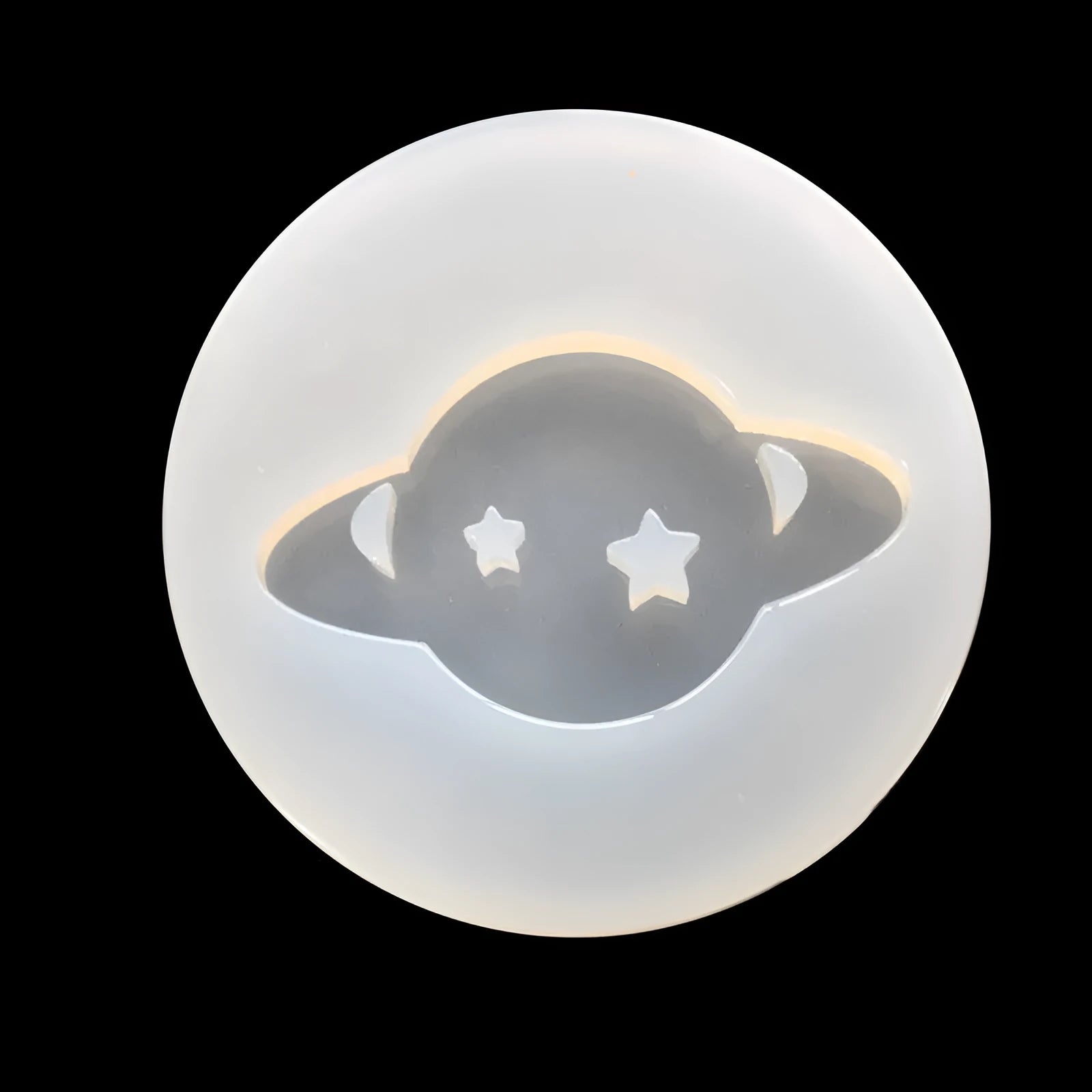 Silicone DIY mould for making full spherical epoxy resin planet ornaments, approximately 6.5 cm across.