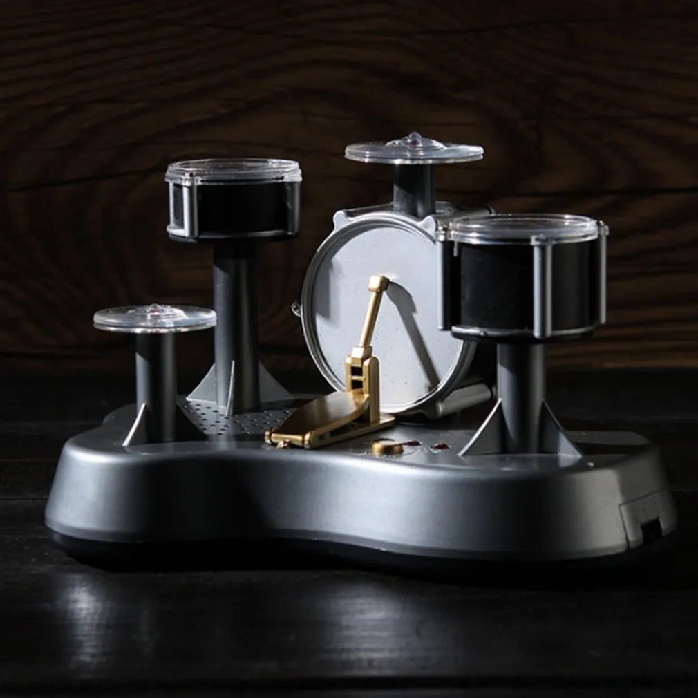 Silver creative finger touch mini drum musical toy with plastic body and finger tapping surface