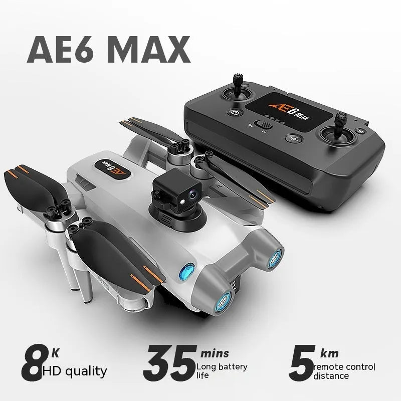8K HD aerial photography drone with GPS brushless motor, optical flow dual camera, foldable design in black