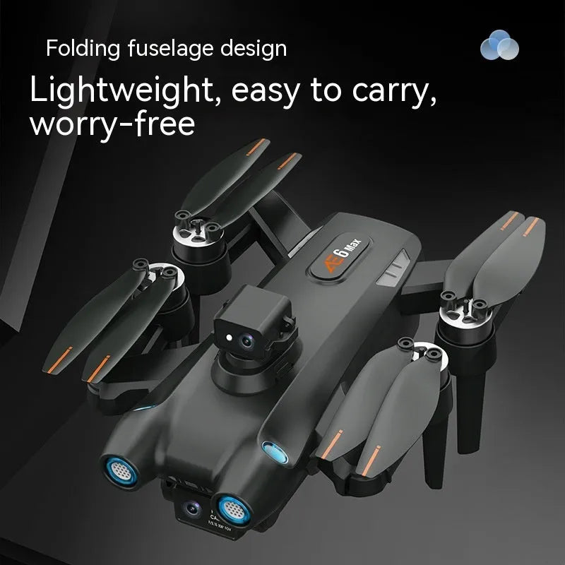 8K HD aerial photography drone with GPS brushless motor, optical flow dual camera, foldable design in black