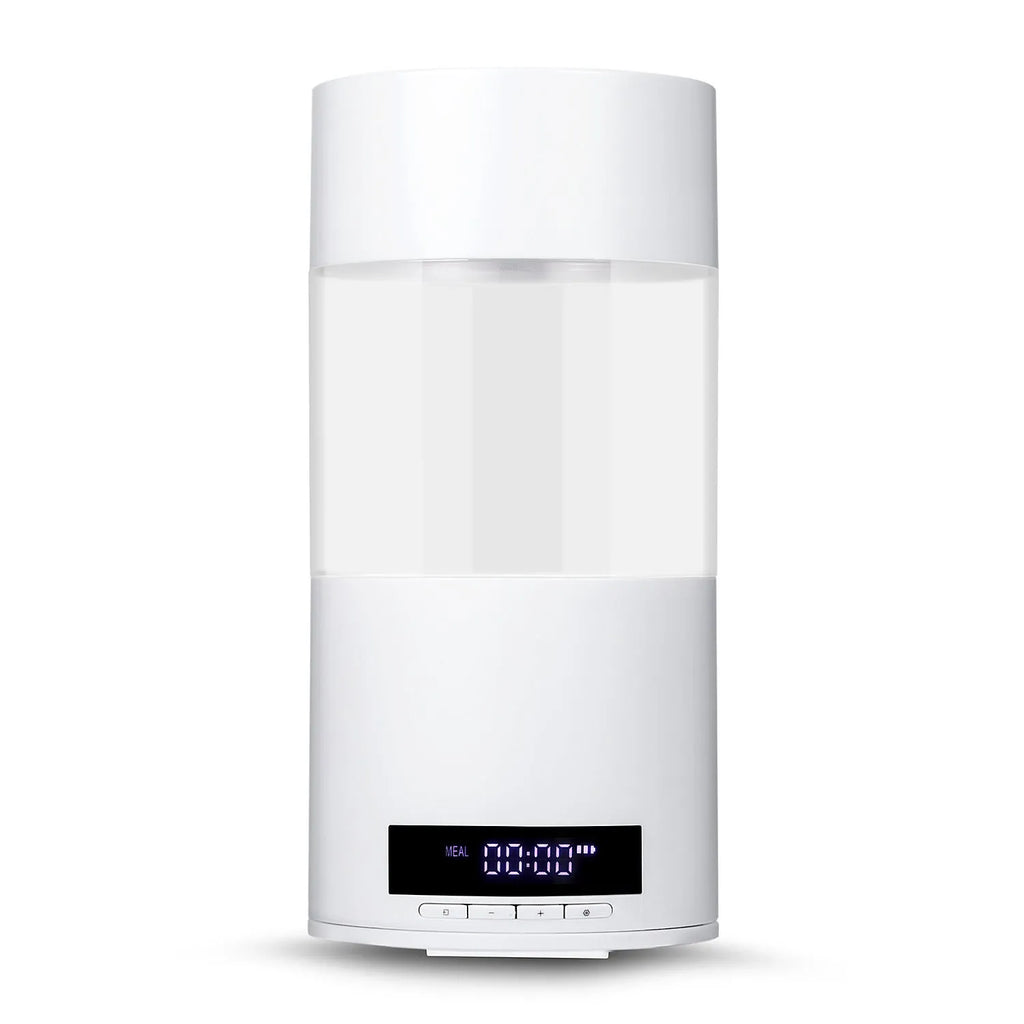 White ABS automatic fish feeder for aquarium tank with 24-hour timer, 9x9x18cm size