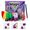 Purple and red magic prop set for children aged 3-7 years in cardboard carton packaging