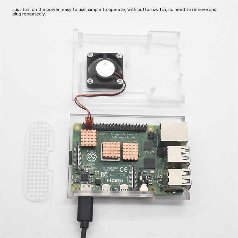 Raspberry Pi 4B mainboard power basic kit with board and power supply in box