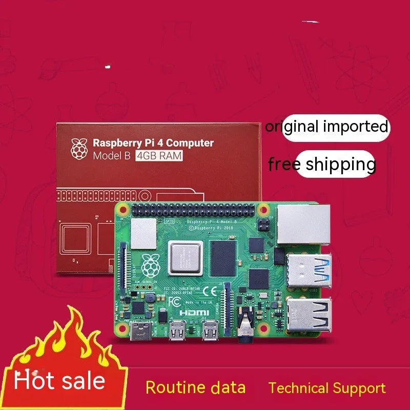 Raspberry Pi 4B mainboard power basic kit with board and power supply in box