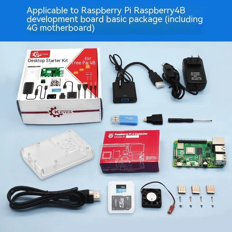 Raspberry Pi 4B mainboard power basic kit with board and power supply in box