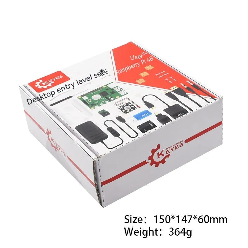 Raspberry Pi 4B mainboard power basic kit with board and power supply in box