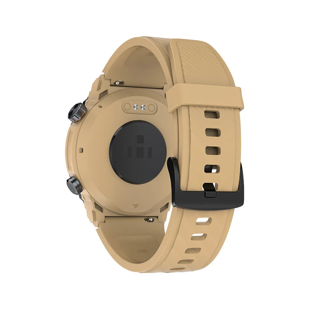 MG02 smart watch in black, khaki, or silver orange on wrist showing TFT touch screen display.