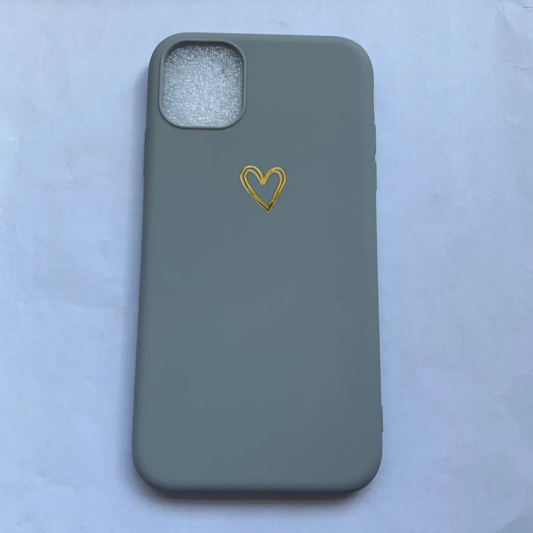 Simple hand-painted love design matte TPU iPhone case in cold wind colour with lanyard holes