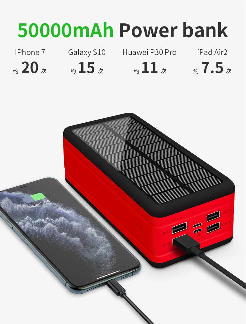 Solar wireless power bank in two-tone colours with solar panel and wireless charging