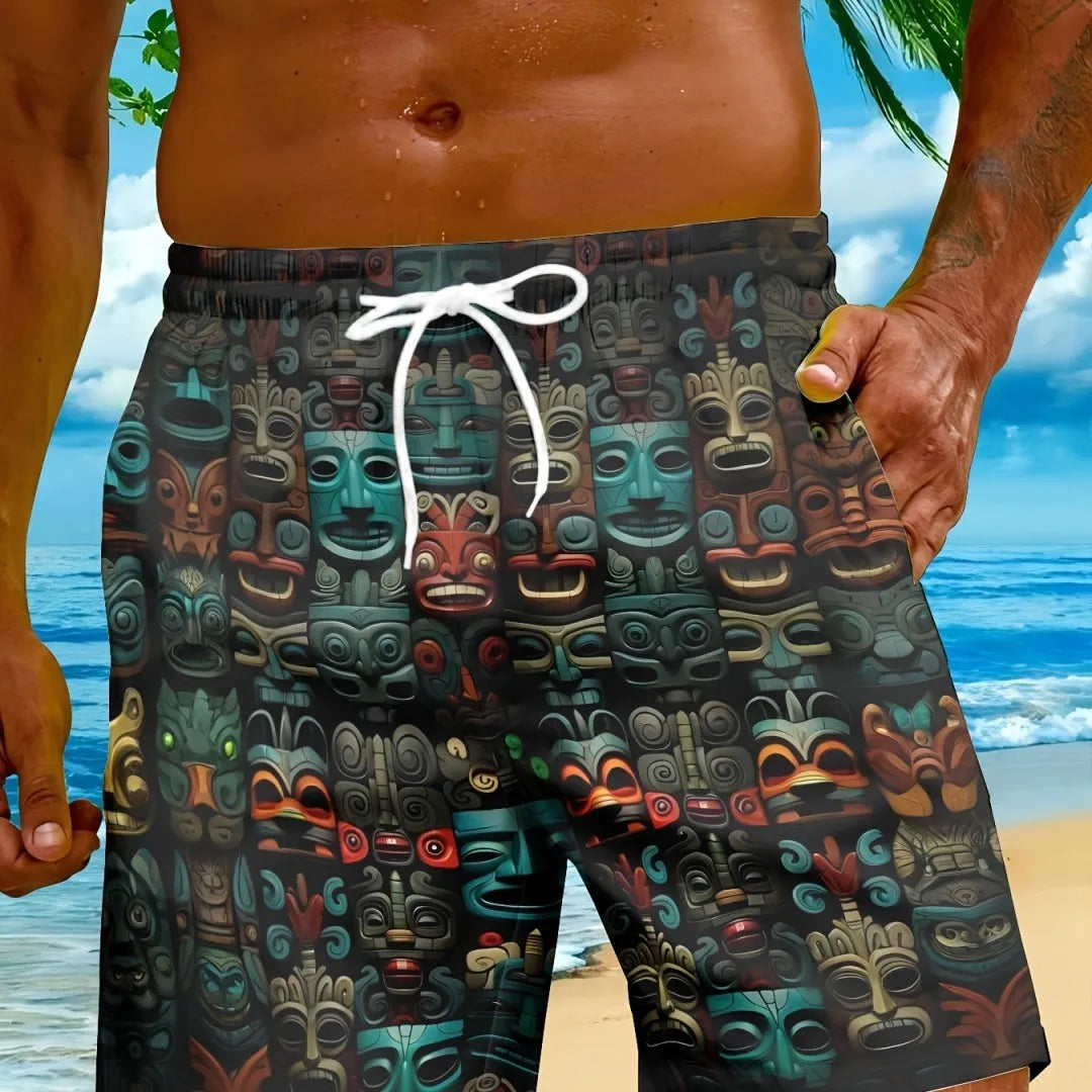 2025 summer men's casual shorts in polyester, simple style, available in multiple colours and sizes S to 2XL
