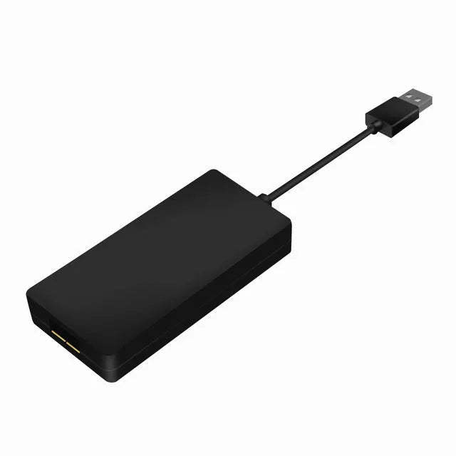 Black wireless CarPlay USB dongle for Android car stereos with Bluetooth connection