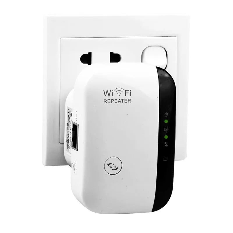 WiFi repeater signal amplifier 300Mbps 2.4GHz 802.11n white and black 75x90mm