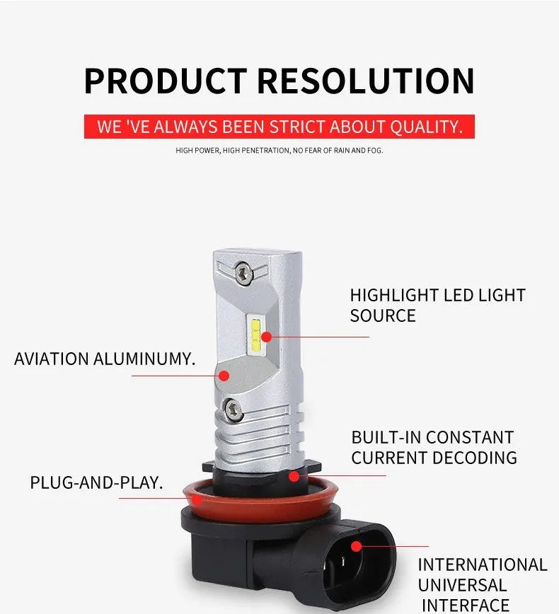 H11 H8 CSP LED car front fog lamp bulb with aviation aluminium housing