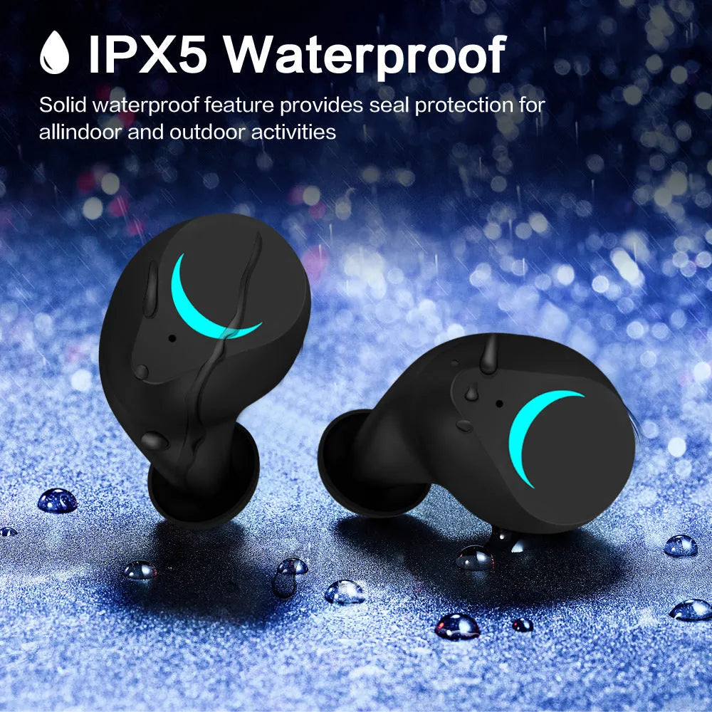Black TWS Bluetooth wireless stereo headset with earplug design