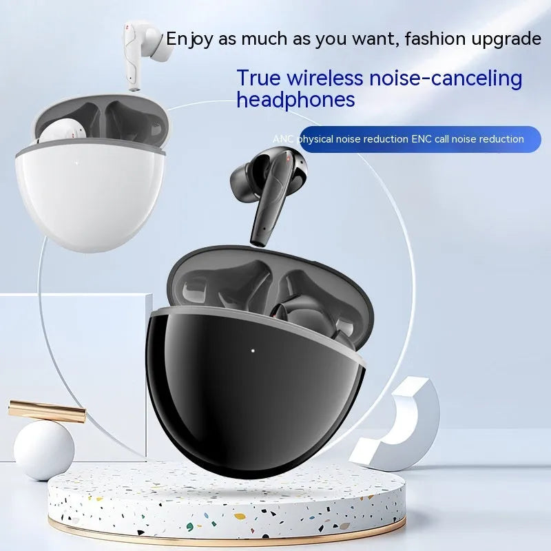Wireless Bluetooth headset with ENC call noise reduction, low latency for gaming, plastic build, black colour