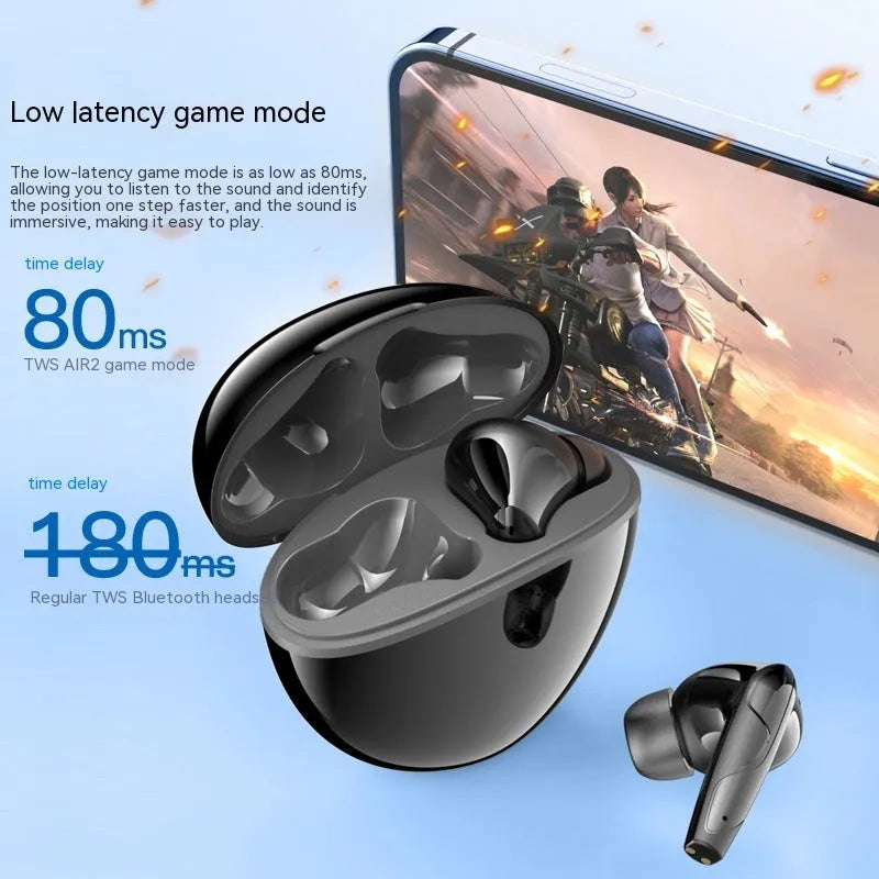 Wireless Bluetooth headset with ENC call noise reduction, low latency for gaming, plastic build, black colour