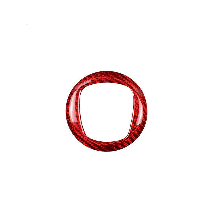 Car steering wheel with carbon fibre decorative frame in black and red colour options