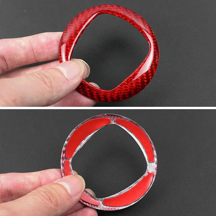 Car steering wheel with carbon fibre decorative frame in black and red colour options